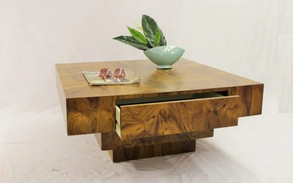 Milo Baughman Burl wood coffee table